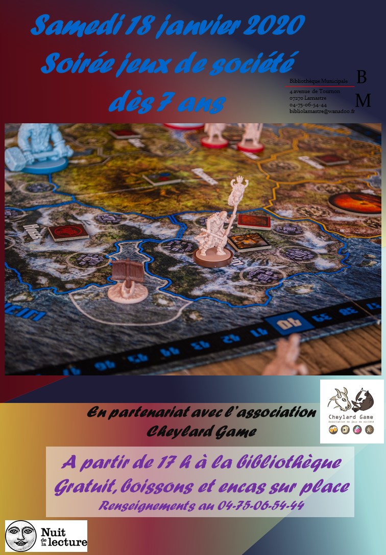 Affiche Soirée Jeux Lamastre 18jan20
