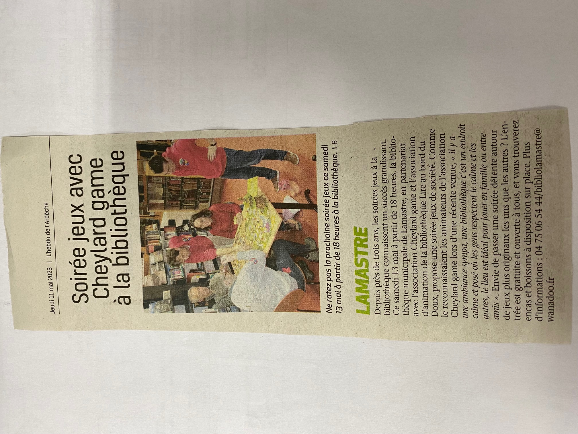 Article Soirée Jeux Lamastre 13mai23